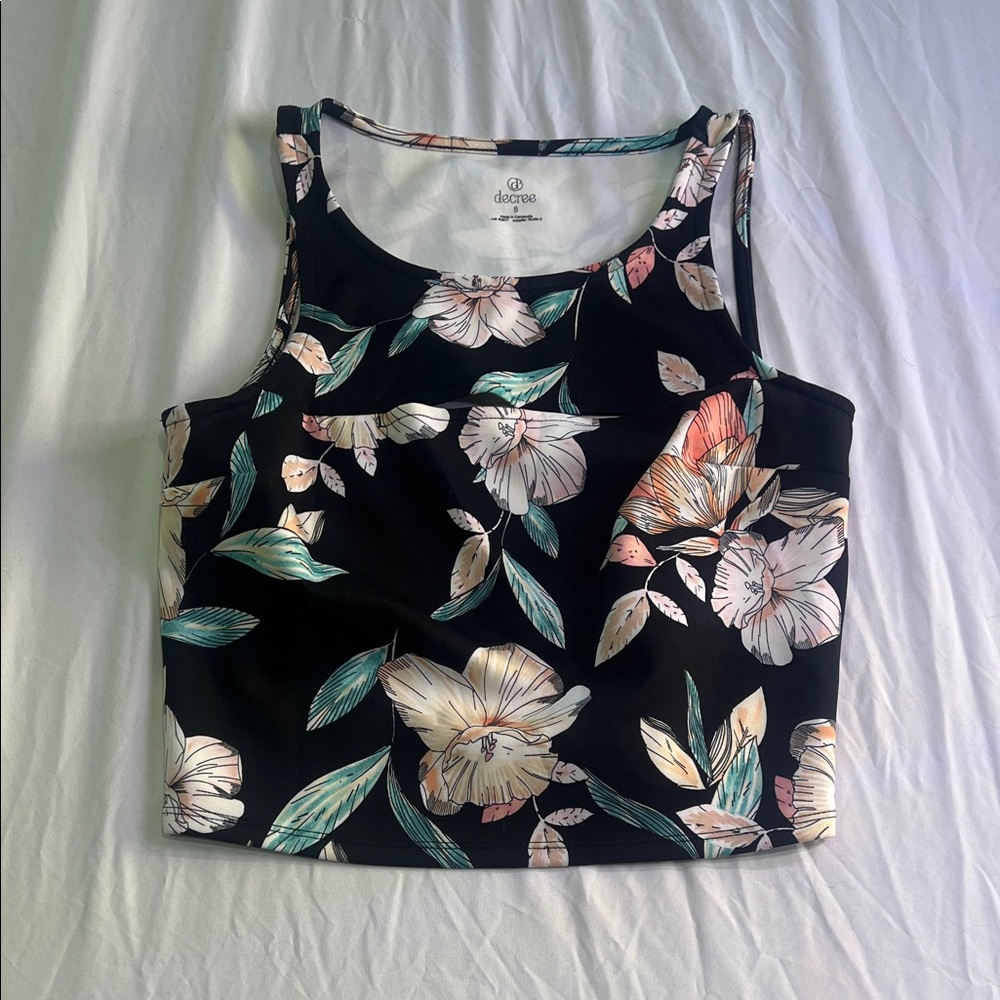 Decree Black Floral Crop Top